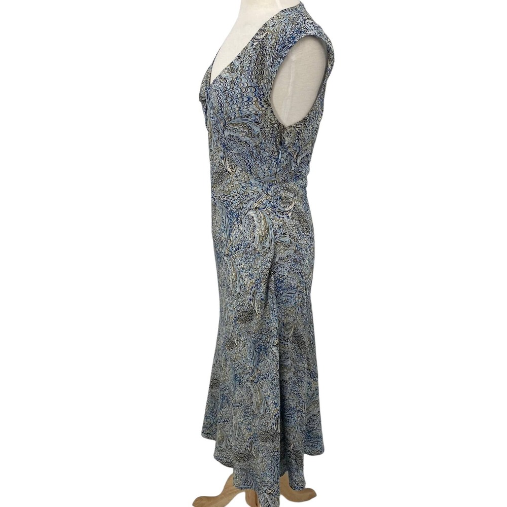 Vintage Blue and Cream Paisley Maxi Dress - Picture 5 of 8